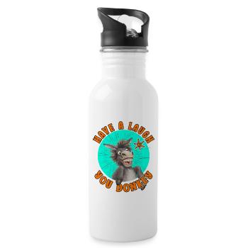 Have a Laugh You Donkey: Funny Donkey - Water bottle with straw - white - Right