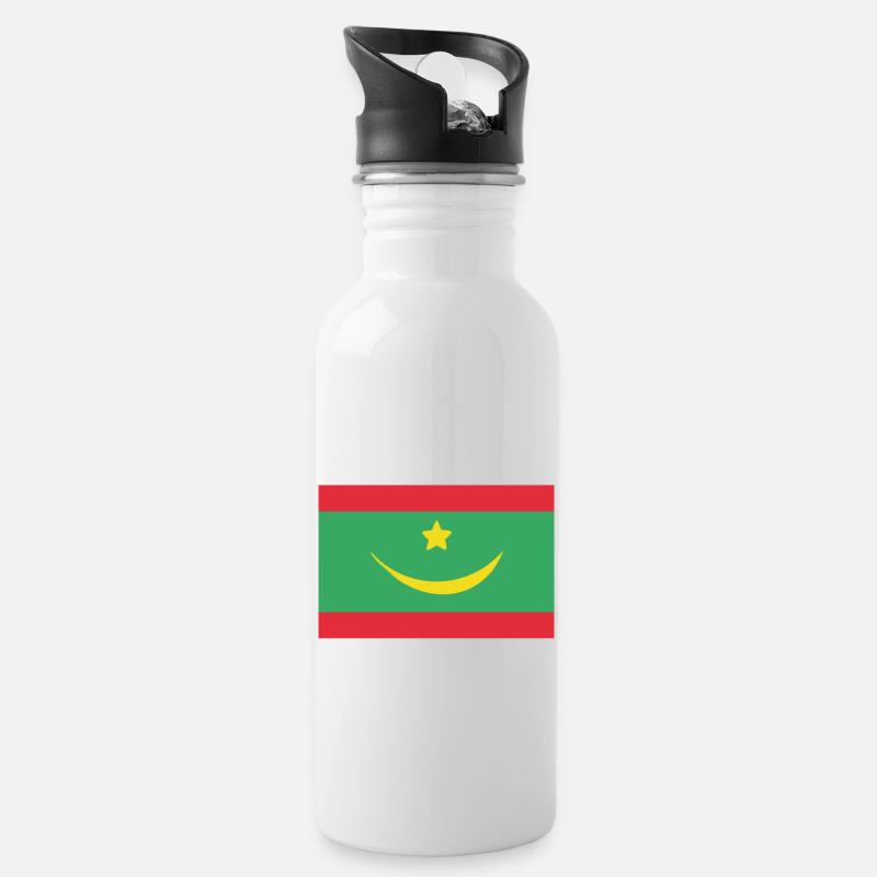 Drapeau de la Mauritanie - Gourde avec paille intégrée - blanc