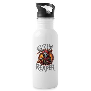 SKULL, GRIM REAPER - Water bottle with straw - white - Right