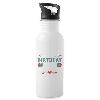 birthday boy - Trinkflasche mit integriertem Trinkhalm - Weiß - Rechts