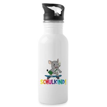 Schulkind 2024 Einschulung Schulanfang - Trinkflasche mit integriertem Trinkhalm - Weiß - Rechts