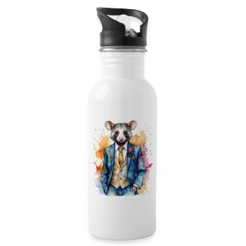 Costume Opossum Imprimé Coloré Animal Design - Gourde avec paille intégrée - blanc - Droite