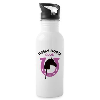 Hobby Horsing Team Horse Hufeisen Steckenpferde - Trinkflasche mit integriertem Trinkhalm - Weiß - Rechts