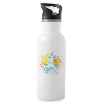 Soccer Color Explosion Player Sun Bright Colors - Water bottle with straw - white - Right