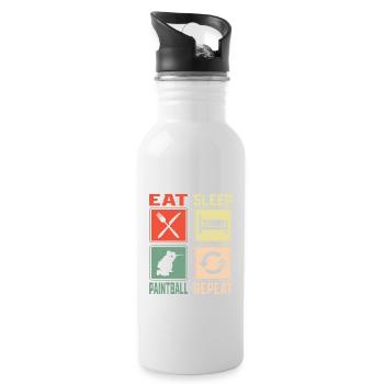 Eat Sleep Paintball Repeat Paintballer Tactical Pl - Trinkflasche mit integriertem Trinkhalm - Weiß - Rechts