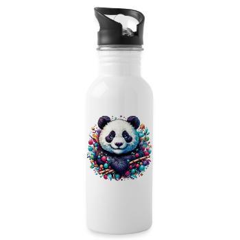 Panda - Trinkflasche mit integriertem Trinkhalm - Weiß - Rechts