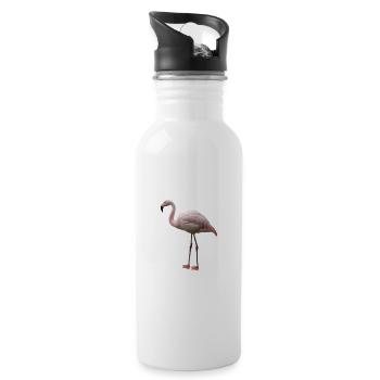 Echtes rosa Flamingo T-Shirt - Cooles Watvogel-Wortspiel - Trinkflasche mit integriertem Trinkhalm - Weiß - Rechts