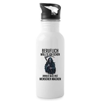Professionnellement, j’ai toujours voulu - Grim Reaper - Gourde avec paille intégrée - blanc - Droite