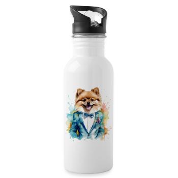 Poméranien Poméranien Costume Chien Imprimé Coloré - Gourde avec paille intégrée - blanc - Droite