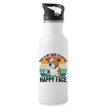 C’est mon visage heureux de retour au bureau - Gourde avec paille intégrée - blanc - Droite