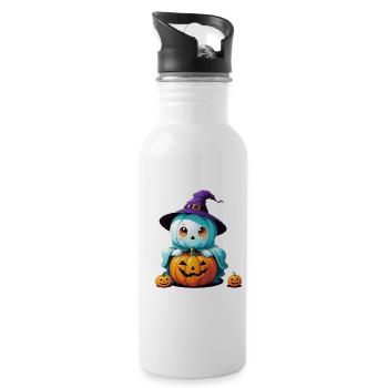 Hexen-Gespenst - Trinkflasche mit integriertem Trinkhalm - Weiß - Rechts