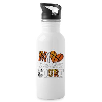 My Heart Is On The Court Basketball Player - Water bottle with straw - white - Right