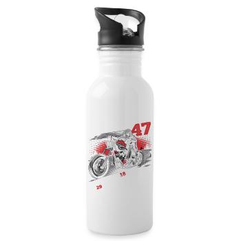 I'm not 47, motorcyclist, biker, 47. - Water bottle with straw - white - Right