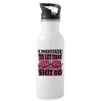 Ich meditiere, um diesen Scheiß loszulassen Buddhistisches Symbol - Trinkflasche mit integriertem Trinkhalm - Weiß - Rechts