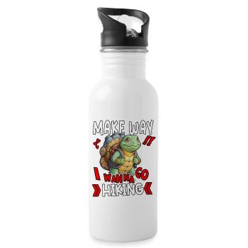 Make Way I Wanna Go Hiking Cute Turtle - Water bottle with straw - white - Right