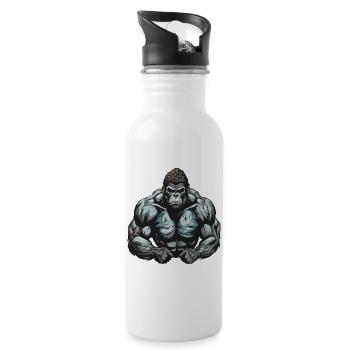 Gorilla Gym Muscles Bête - Gourde avec paille intégrée - blanc - Droite