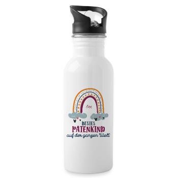 Bestes Patenkind Hochzeit Taufe Patensohn Paten - Trinkflasche mit integriertem Trinkhalm - Weiß - Rechts