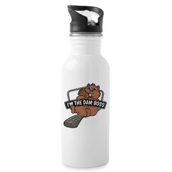 I'm The Dam Eurasian Castor Canadensis Beaver - Water bottle with straw - white - Right