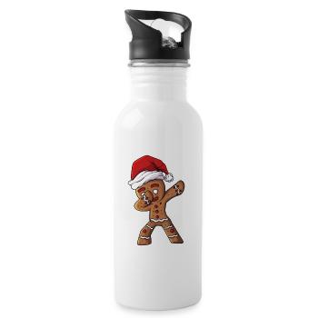 Christmas Gingerbread Biscuit Cookie Dab Dabbing - Water bottle with straw - white - Right
