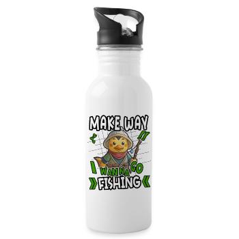 Make Way I Wanna Go Angeln Lustige Ente Design - Trinkflasche mit integriertem Trinkhalm - Weiß - Rechts