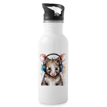 Casque Opossum Imprimé de conception d’animaux colorés - Gourde avec paille intégrée - blanc - Droite