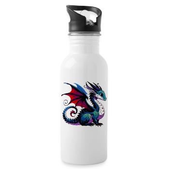 Drache - Trinkflasche mit integriertem Trinkhalm - Weiß - Rechts