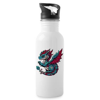 Drache - Trinkflasche mit integriertem Trinkhalm - Weiß - Rechts