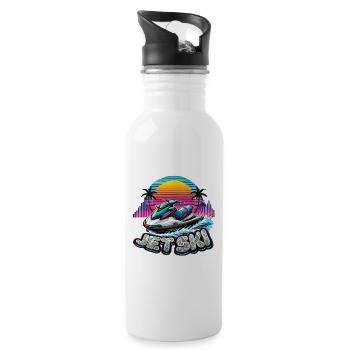 Jet Ski Abenteuer Retro Sommer - Trinkflasche mit integriertem Trinkhalm - Weiß - Rechts