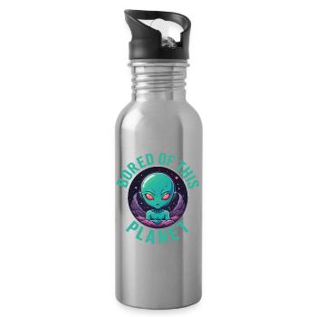 Gelangweilt von diesem Planeten. - Trinkflasche mit integriertem Trinkhalm - Lightsilver - Rechts