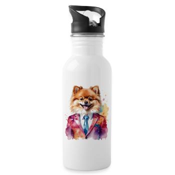 Poméranien Poméranien Costume Chien Imprimé Coloré - Gourde avec paille intégrée - blanc - Droite