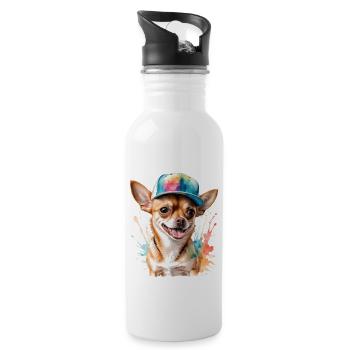 Chihuahua Snapback Cap Chien Drôle Design Print - Gourde avec paille intégrée - blanc - Droite