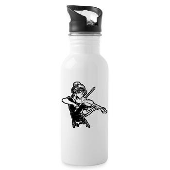 Fiddle Girl Drawing - Water bottle with straw - white - Right