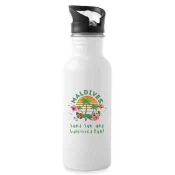 Maldives Sable, soleil et ensoleillé Fun Tropical - Gourde avec paille intégrée - blanc - Droite