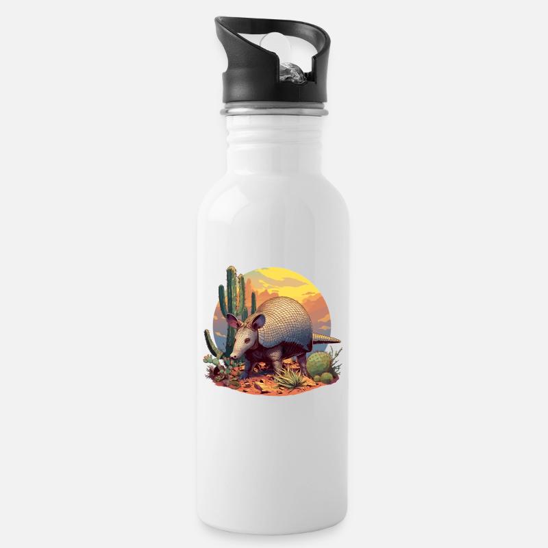 Armadillo Gürteltiere Gürteltier - Trinkflasche mit integriertem Trinkhalm - Weiß