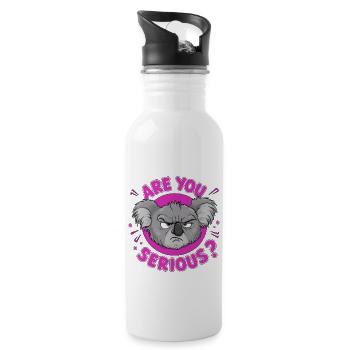 Are You Serious? Grumpy Koala Funny Bear - Water bottle with straw - white - Right