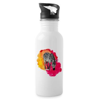 Zebra Africa Wild Zoo Animals Stripes Colorful - Water bottle with straw - white - Right