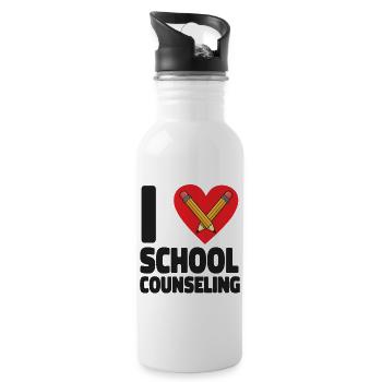 School Counselor Heart I (Heart) - Trinkflasche mit integriertem Trinkhalm - Weiß - Rechts