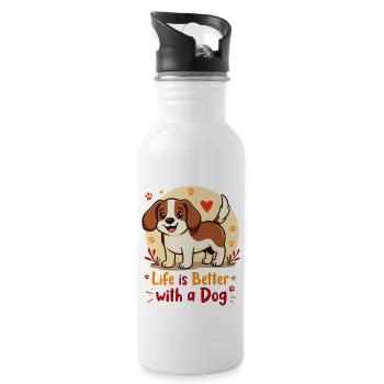 LIFE IS BETTER WITH A DOG - Water bottle with straw - white - Right