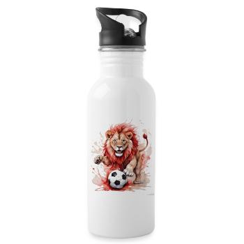 Lion Football Coloré Pologne Animal Design Print - Gourde avec paille intégrée - blanc - Droite