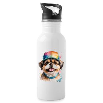 Shih Tzu Snapback Cap Hund Lustig Tier Print - Trinkflasche mit integriertem Trinkhalm - Weiß - Rechts