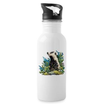 Badger Dachse Dachs - Trinkflasche mit integriertem Trinkhalm - Weiß - Rechts
