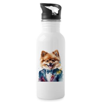 Poméranien Poméranien Costume Chien Imprimé Coloré - Gourde avec paille intégrée - blanc - Droite