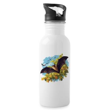 Bat Fledermäuse Fledermaus - Trinkflasche mit integriertem Trinkhalm - Weiß - Rechts