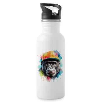 Gorille Snapback Cap Monkey Cool Animal Design Print - Gourde avec paille intégrée - blanc - Droite