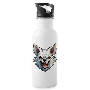Wild angry pugnacious combative Chihuahua - Water bottle with straw - white - Right