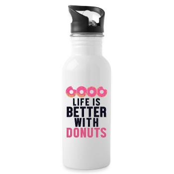 La vie est meilleure avec la machine à beignets glacés Donuts - Gourde avec paille intégrée - blanc - Droite