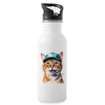 Chat Snapback Cap Coloré Drôle Animal Design Imprimer - Gourde avec paille intégrée - blanc - Droite