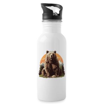 Bear Bären Bär - Trinkflasche mit integriertem Trinkhalm - Weiß - Rechts