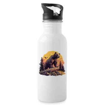 Bear Bären Bär - Trinkflasche mit integriertem Trinkhalm - Weiß - Rechts