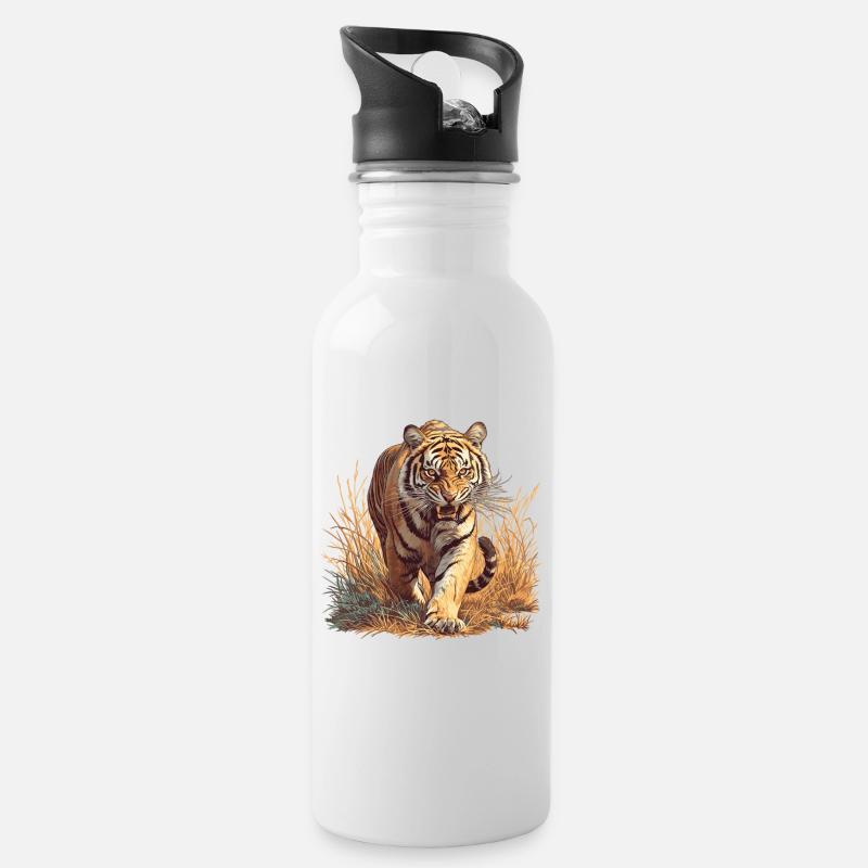 Tigre - Gourde avec paille intégrée - blanc